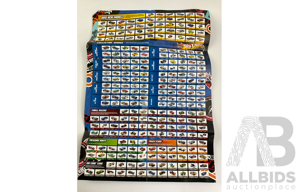 Eight Boxed Hot Wheels Flying Customs and 'The Hot Ones' Vehicles Including Sheriff Patrol, Amphicar, 70's Van with 2012 Hot Wheels Poster