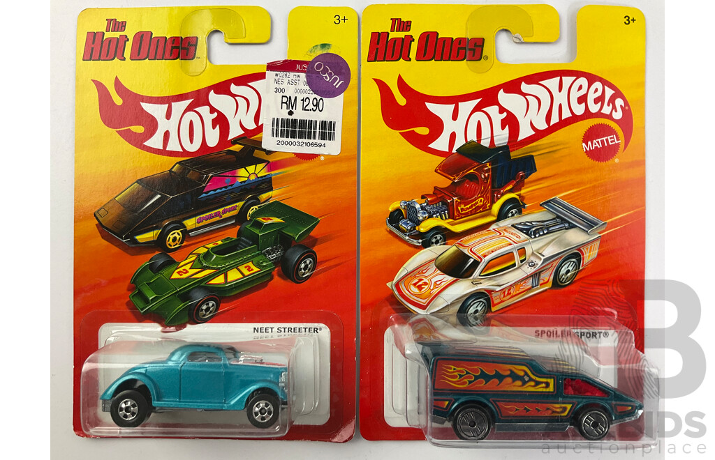 Thirteen Boxed Hot Wheels Diecast Vehicles Including 'The Hot Ones' and Boulevard