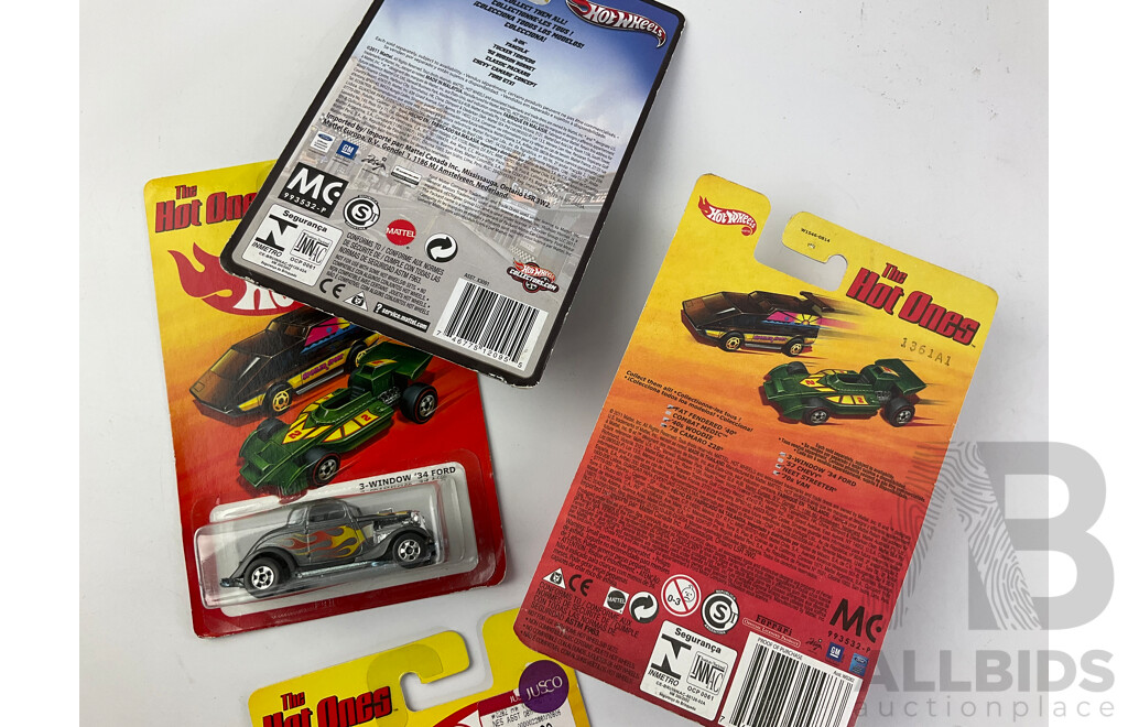 Thirteen Boxed Hot Wheels Diecast Vehicles Including 'The Hot Ones' and Boulevard