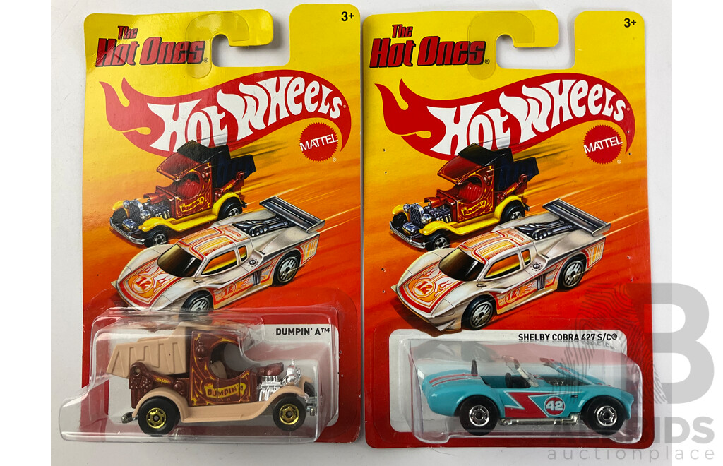 Thirteen Boxed Hot Wheels Diecast Vehicles Including 'The Hot Ones' and Boulevard