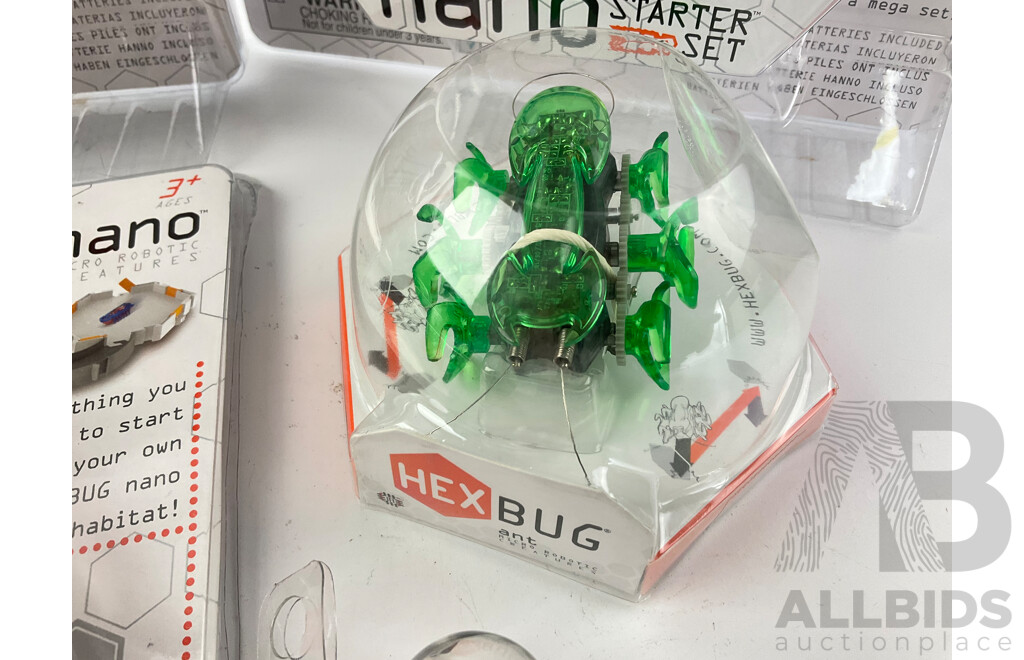 Four Boxed Hex Bug Nano Starter Sets, Two Hex Bug Ants and Five Hex Bug Newton Series