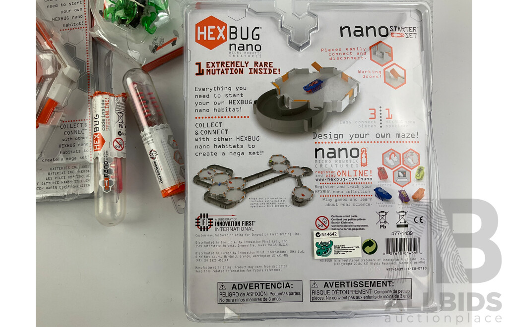 Four Boxed Hex Bug Nano Starter Sets, Two Hex Bug Ants and Five Hex Bug Newton Series