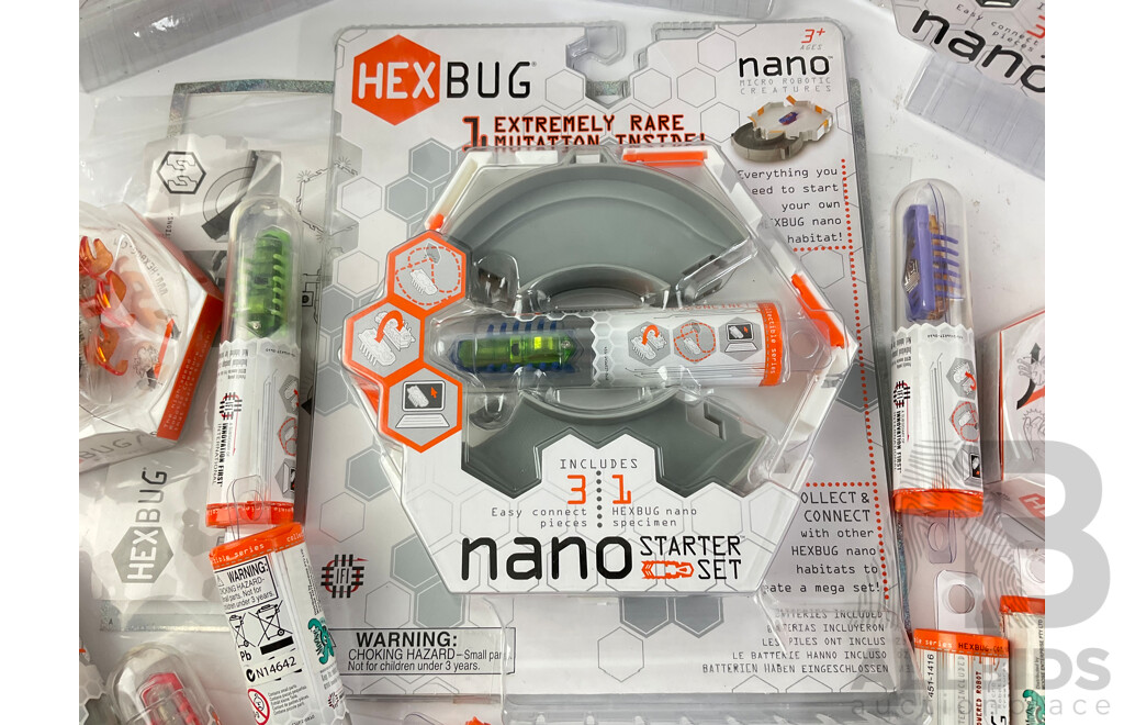 Four Boxed Hex Bug Nano Starter Sets, Two Hex Bug Ants and Seven Hex Bug Newton Series