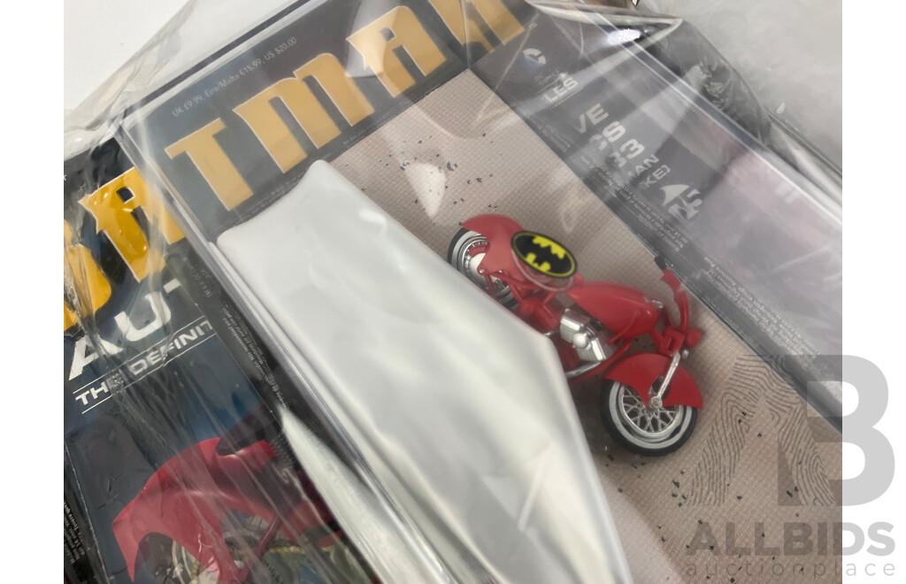 Batman Automobilia Cars and Booklets in Sealed Bags, Numbers 50, 51, 52, 53, 54