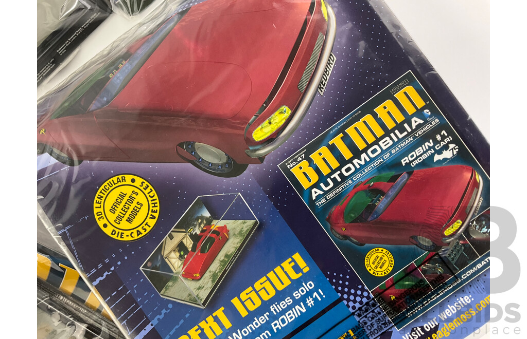 Batman Automobilia Cars and Booklets in Sealed Bags, Numbers 45, 46, 47, 48, 49