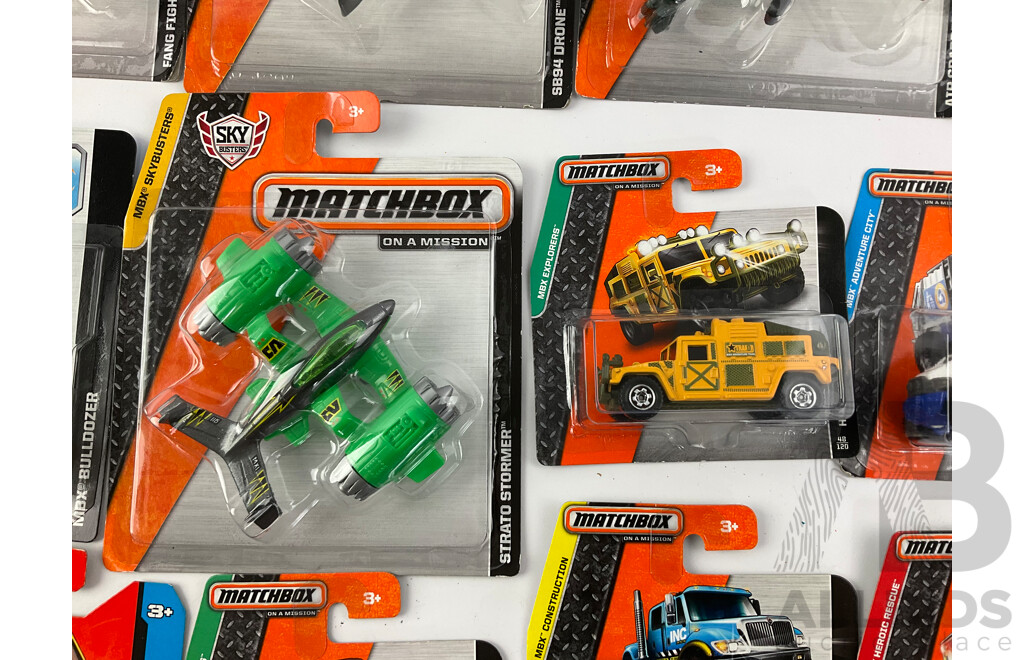 Eighteen Boxed Matchbox Vehicles Including Aircraft, Trucks and Tractors