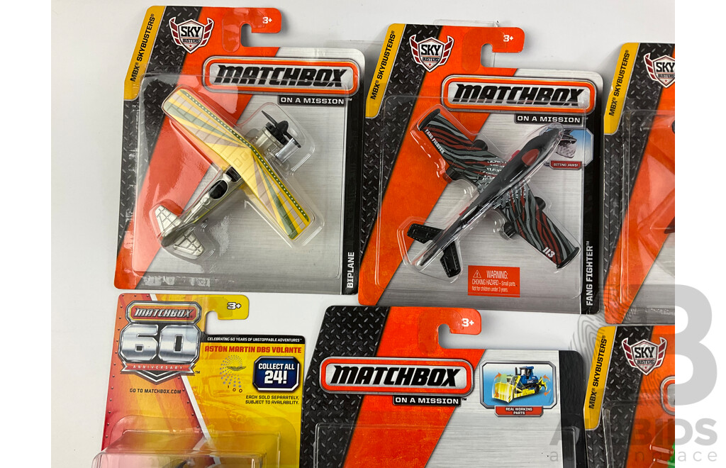 Eighteen Boxed Matchbox Vehicles Including Aircraft, Trucks and Tractors