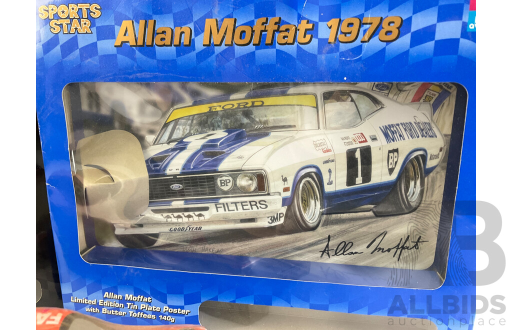 Alan Moffat Hand Painted XY Falcon Money Box and Tin Plate Posters