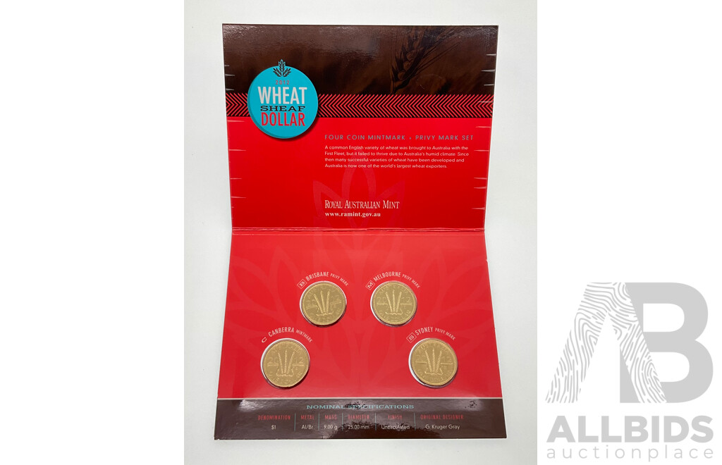 Australian RAM 2012 One Dollars, Wheat Sheaf, Privy Marks C, B, M, S