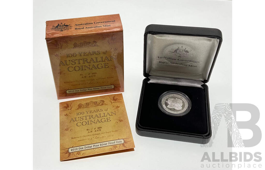 Australian RAM 2010 Silver One Dollar Coin, One Hundred Years of Australian Coinage .999
