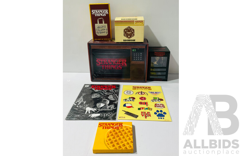 Collection of Stranger Thing Memorabilia Including Stranger Things Dungeons and Dragons Starter Set, 1000 Piece Puzzle,  and Much More
