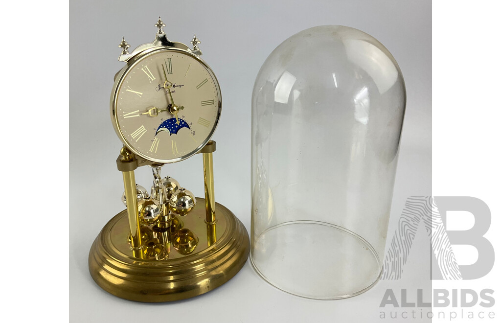 Vintage James C Huntington Anniversary Glass Dome Clock, Made in West Germany