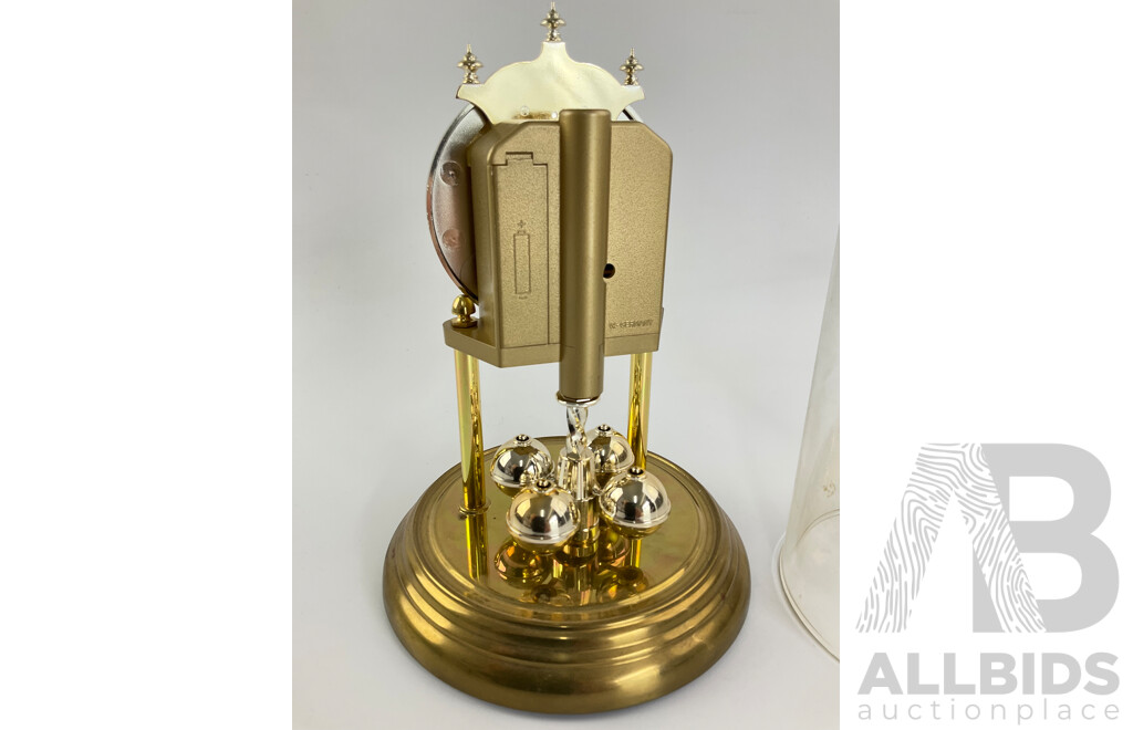Vintage James C Huntington Anniversary Glass Dome Clock, Made in West Germany