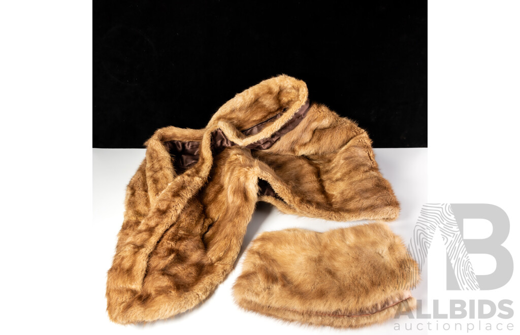 Vintage Fur Stole Along with Fur Collar