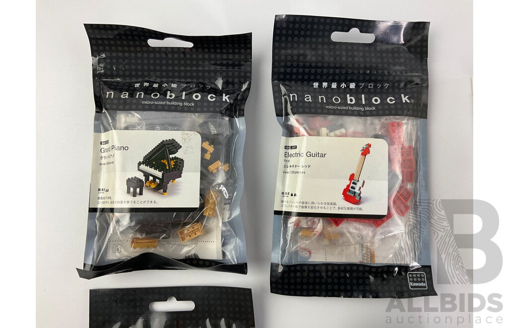 Kawda Nano Block Packs Including Space Center, Synthesizer, Grand Piano, Electric Guitar, Violin, Drum Set