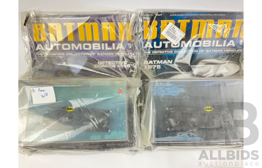 Batman Automobilia Cars and Booklets in Sealed Bags, Numbers 6, 7, 8, 9, 10, 11