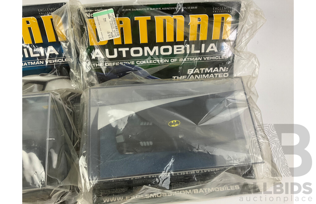 Batman Automobilia Cars and Booklets in Sealed Bags, Numbers 6, 7, 8, 9, 10, 11