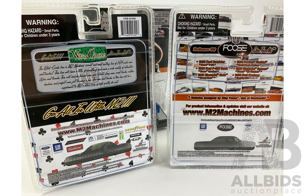 Castline Diecast M2 Machines Auto-Dreams, Foose Design and Wild Cards Including 1969 Dodge Charger Daytona, 1968 Pontiac Firebird ''Uncle Sam's Nephew'' 1956 Ford F-100 Truck''Foose Overlord'' 1970 Ford Mustang BOSS 429- 1:64 Scale