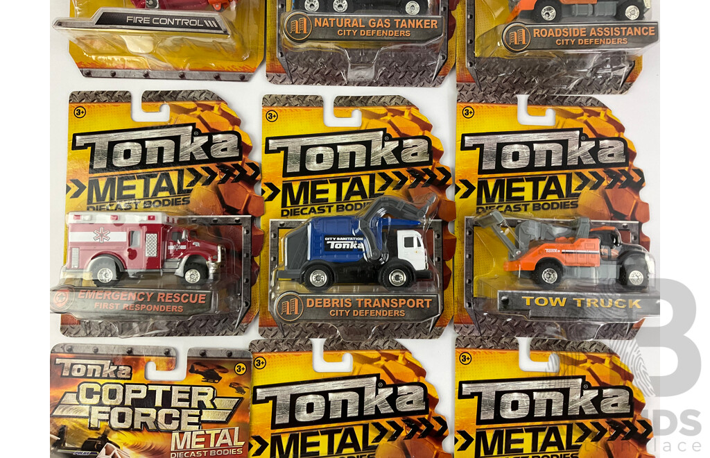 Ten Boxed Tonka Diecast Vehicles and Helicopters