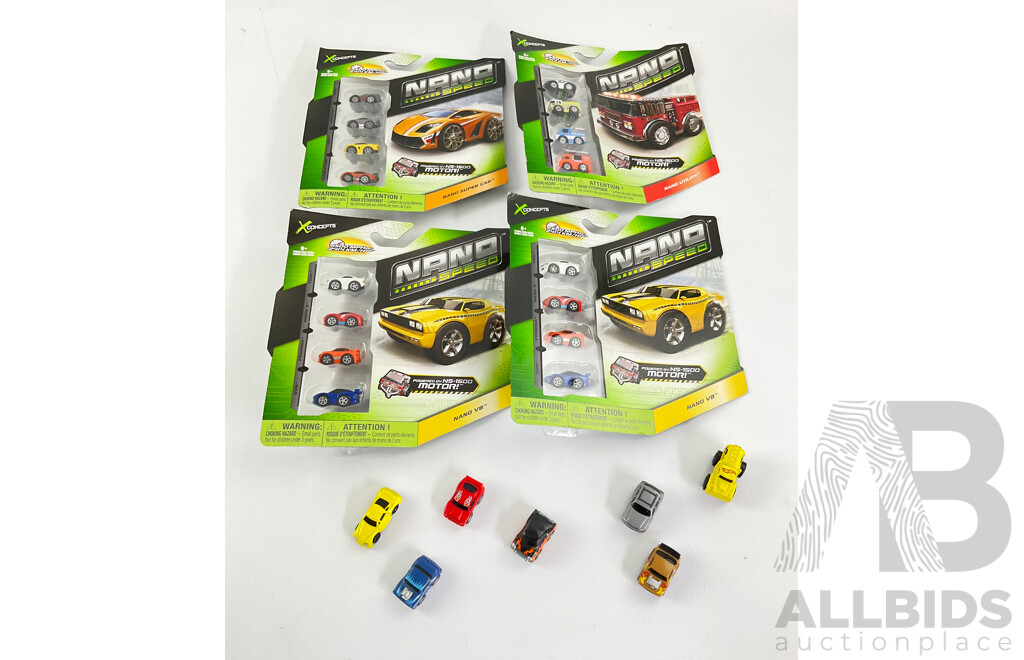 X Concepts Nano Speed Boxed Vehicles Including Nano Utility, Nano V8, Nano Super Car with Loose Cars Including Hot Wheels