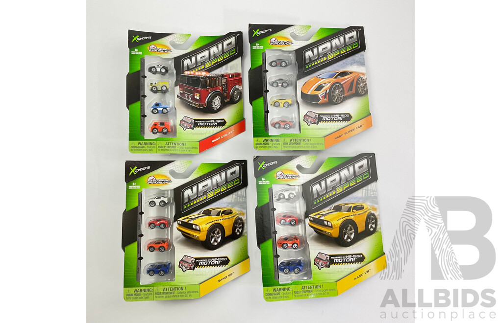 X Concepts Nano Speed Boxed Vehicles Including Nano Utility, Nano V8, Nano Super Car with Loose Cars Including Hot Wheels
