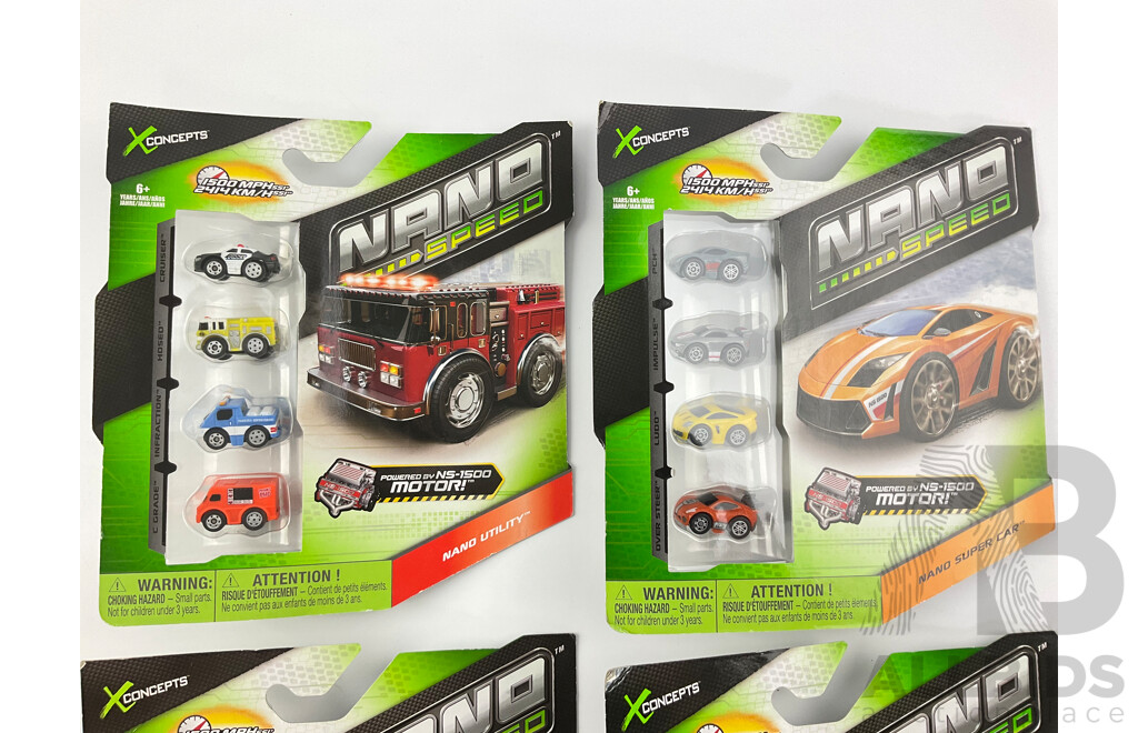 X Concepts Nano Speed Boxed Vehicles Including Nano Utility, Nano V8, Nano Super Car with Loose Cars Including Hot Wheels