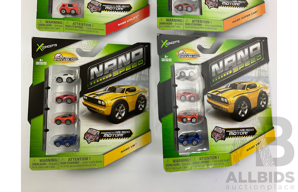 X Concepts Nano Speed Boxed Vehicles Including Nano Utility, Nano V8, Nano Super Car with Loose Cars Including Hot Wheels