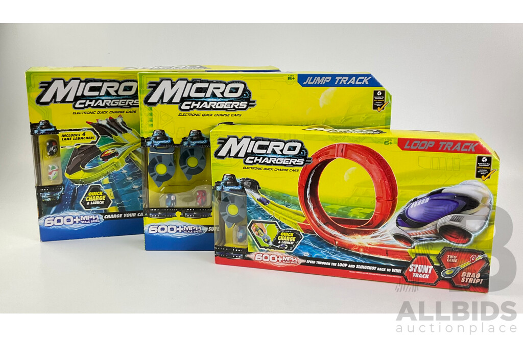 Boxed Micro Chargers Electronic Quick Charge Cars, Including Jump Track Loop Track and Time Track