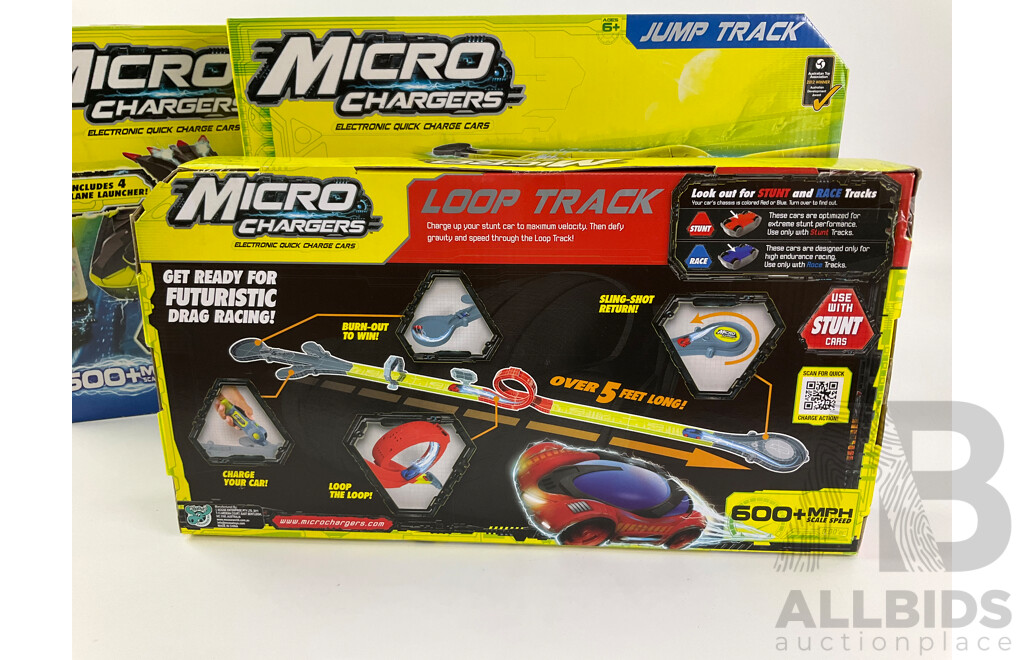 Boxed Micro Chargers Electronic Quick Charge Cars, Including Jump Track Loop Track and Time Track