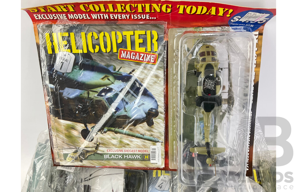 Ten Helicopter Magazine Diecast Models and Magazines, Issues One to Ten Consecutive, All in Original Sealed Packaging, 1:72 Scale, Original Retail Price $17.95 Each