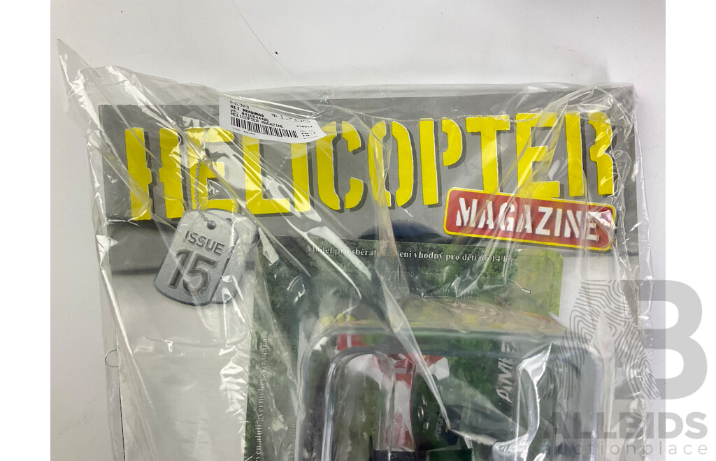 Nine Helicopter Magazine Diecast Models and Magazines, Issues Eleven to Nineteen Consecutive, All in Original Sealed Packaging, 1:72 Scale, Original Retail Price $17.95 Each