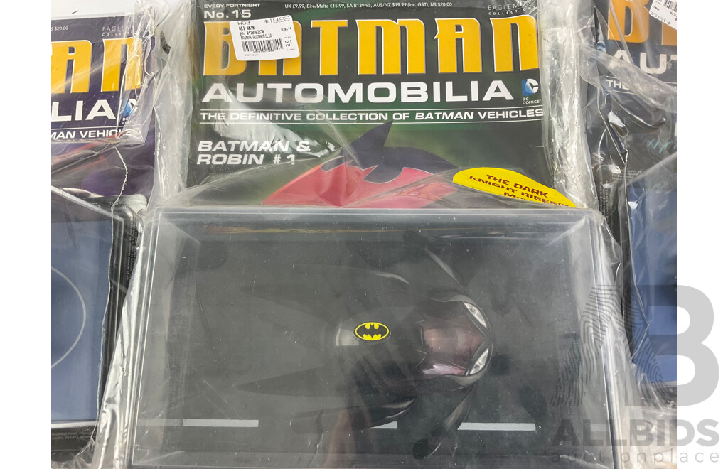 Batman Automobilia Cars and Booklets in Sealed Bags, Numbers 14, 15, 16, 17, 18, 19