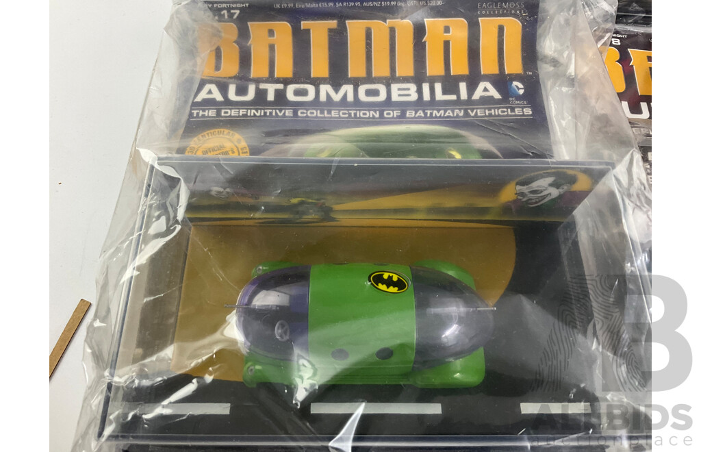 Batman Automobilia Cars and Booklets in Sealed Bags, Numbers 14, 15, 16, 17, 18, 19