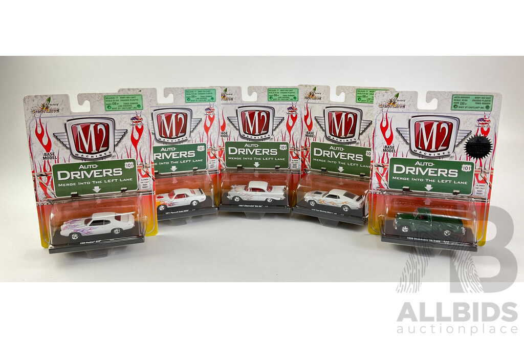 Castline Diecast M2 Machines Auto-Drivers Including 1957 Chev Bel Air, 1970 Ford Mustang  - 1:64 Scale