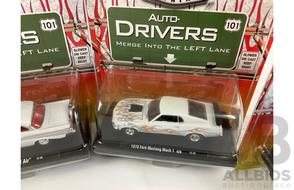 Castline Diecast M2 Machines Auto-Drivers Including 1957 Chev Bel Air, 1970 Ford Mustang  - 1:64 Scale