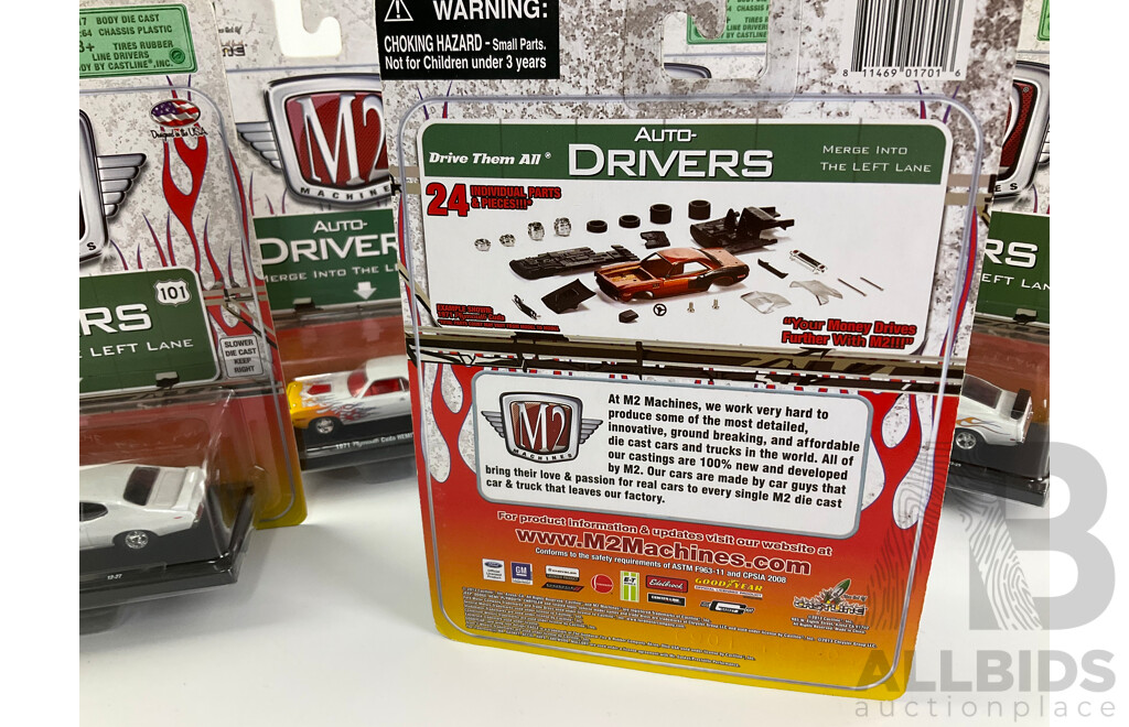 Castline Diecast M2 Machines Auto-Drivers Including 1957 Chev Bel Air, 1970 Ford Mustang  - 1:64 Scale