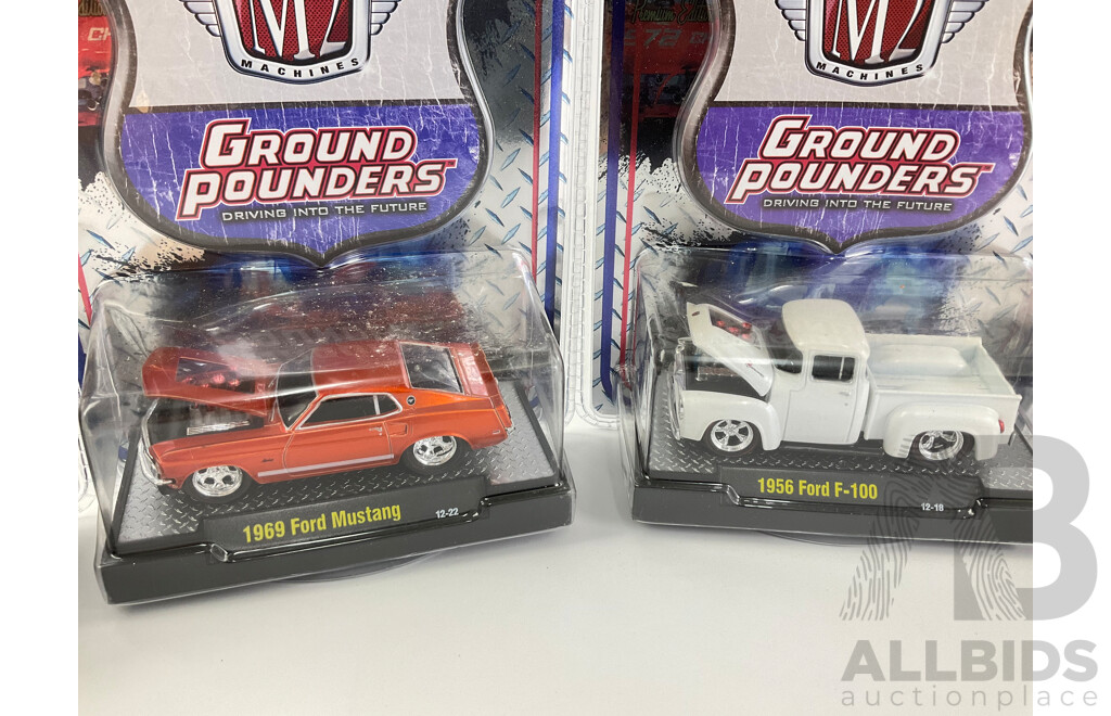 Castline Diecast M2 Machines Ground Pounders Including 1970 El Camino SS and 1969 Pontiac GTO - 1:64 Scale