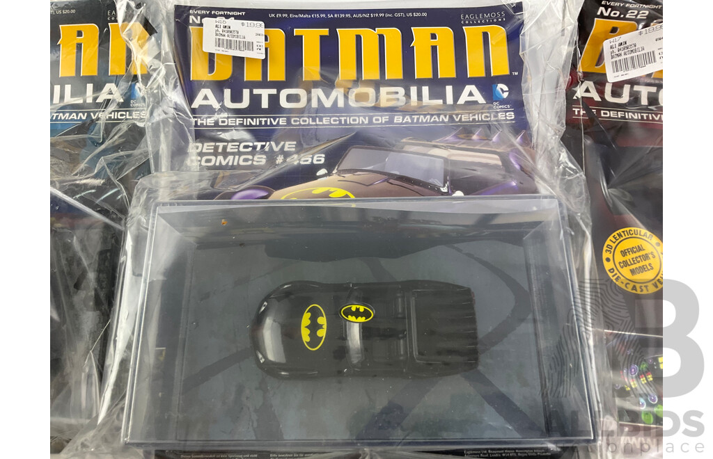 Batman Automobilia Cars and Booklets in Sealed Bags, Numbers 20, 21, 22, 23, 24