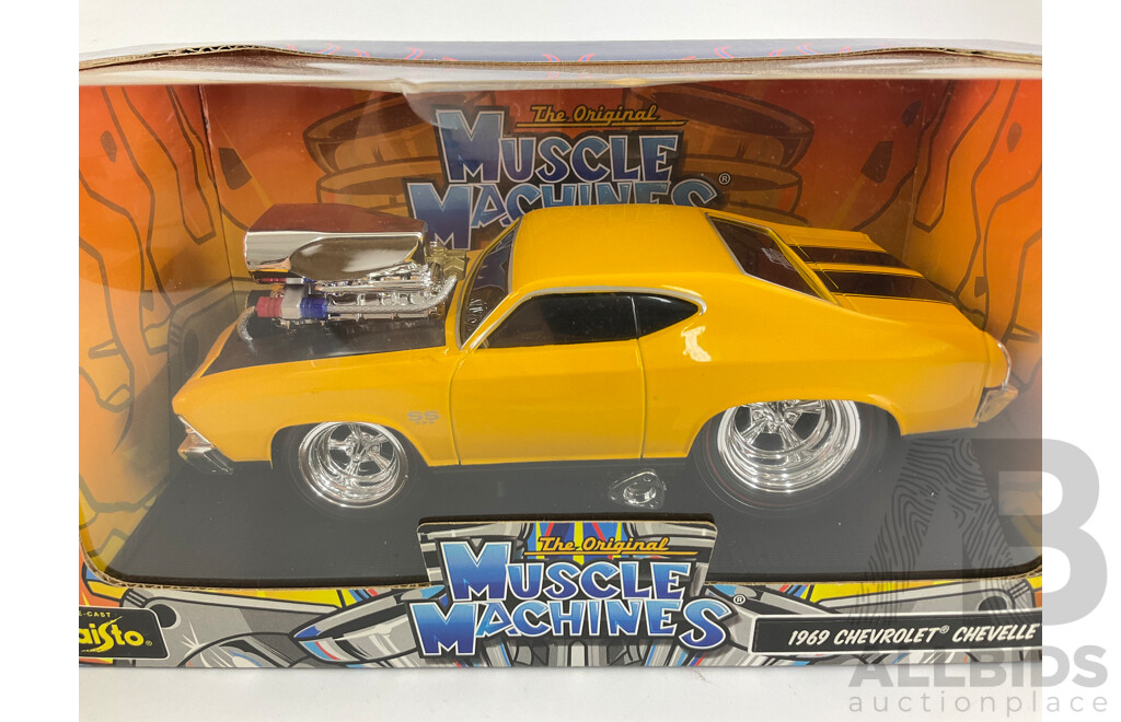 Maisto Diecast Muscle Machines 1969 Chevolet Chevelle SS and 1966 Pontiac GTO - 1:24 Scale