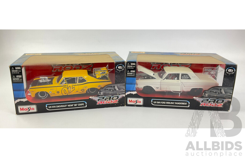 Maisto Diecast Pro Rodz 1964 Ford Failane Thunderbolt and 1970 Chevolet Nova SS Coupe - 1:24 Scale