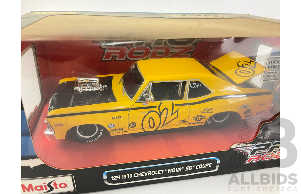 Maisto Diecast Pro Rodz 1964 Ford Failane Thunderbolt and 1970 Chevolet Nova SS Coupe - 1:24 Scale