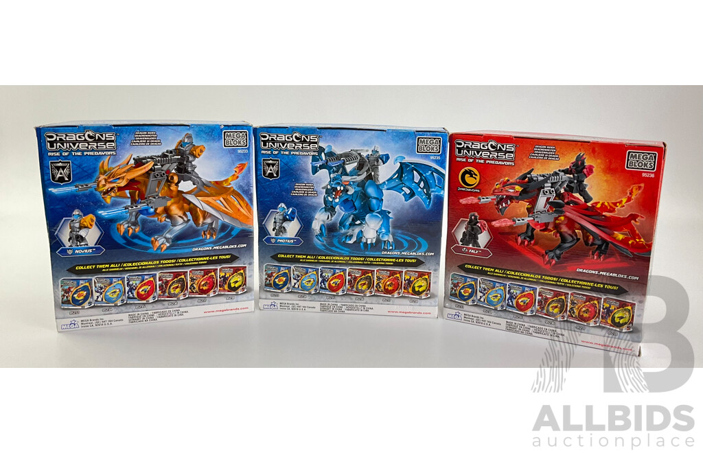 Mega Bloks Dragon Universe Rise of the Predavors, Blaze Jinryu, Thunder Vozeus, Assualt Excaliga