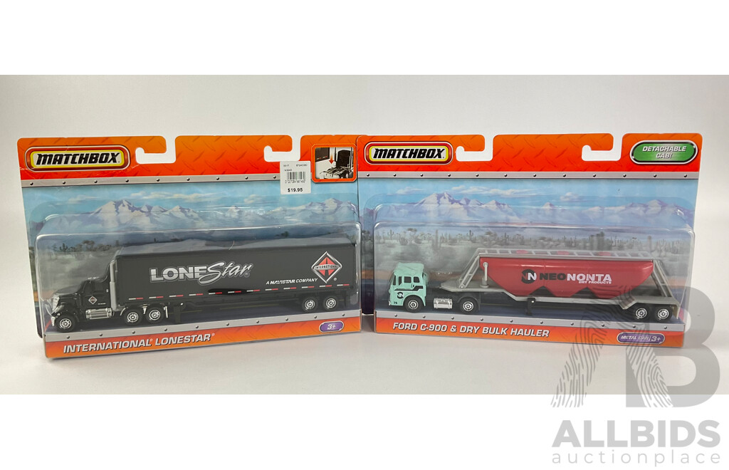 Boxed Diecast Matchbox International Lonestar and Ford C-900 Dry Bulk Hauler