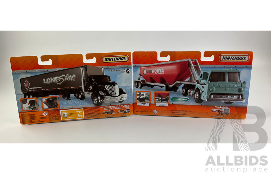 Boxed Diecast Matchbox International Lonestar and Ford C-900 Dry Bulk Hauler