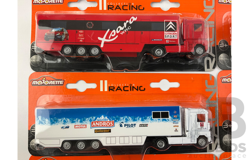 Seven Boxed Diecast Majorette Motor Sport Team Transporter Trucks