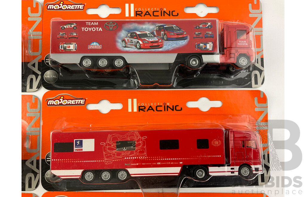 Seven Boxed Diecast Majorette Motor Sport Team Transporter Trucks