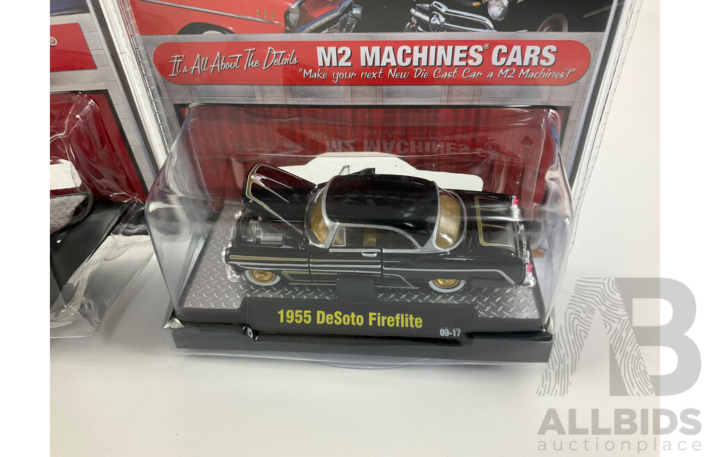 Three Diecast M2 Machines Auto-Thentics Including 1955 DeSoto Fireflite, 1949 Mercury and 1953 Oldsmobile - 1:64 Scale