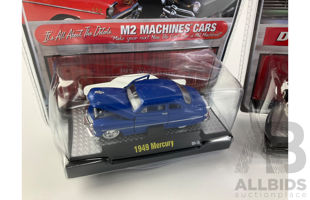 Three Diecast M2 Machines Auto-Thentics Including 1955 DeSoto Fireflite, 1949 Mercury and 1953 Oldsmobile - 1:64 Scale