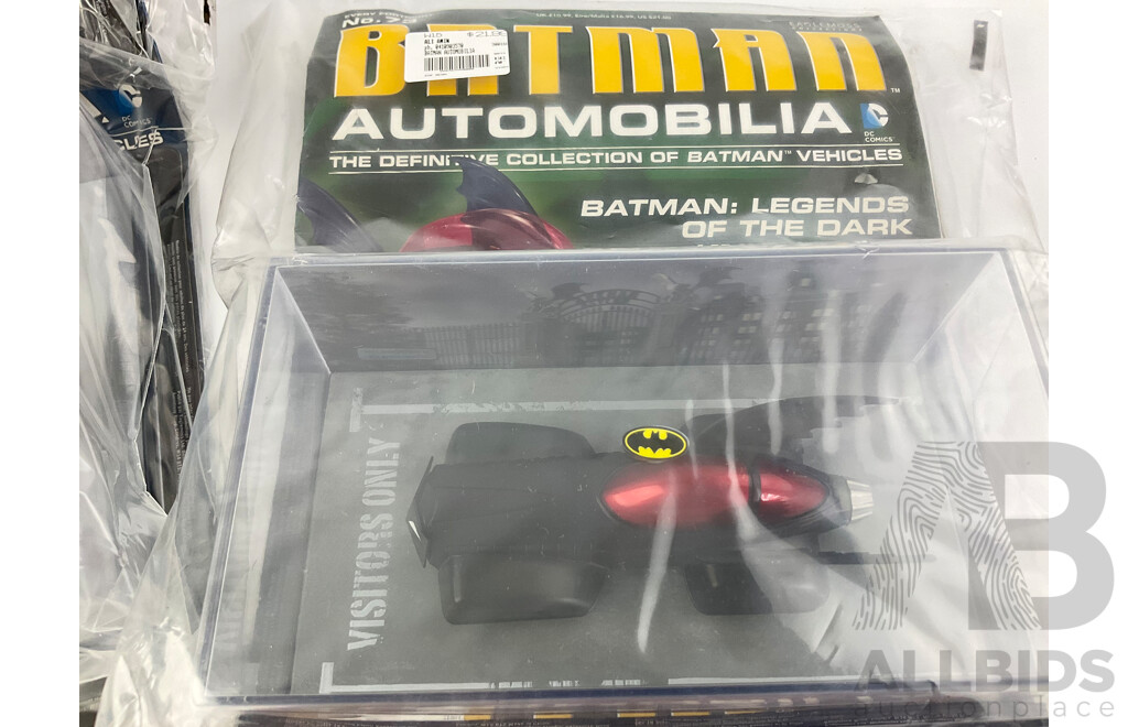 Batman Automobilia Cars and Booklets in Sealed Bags, Numbers 70, 71, 72, 73, 74