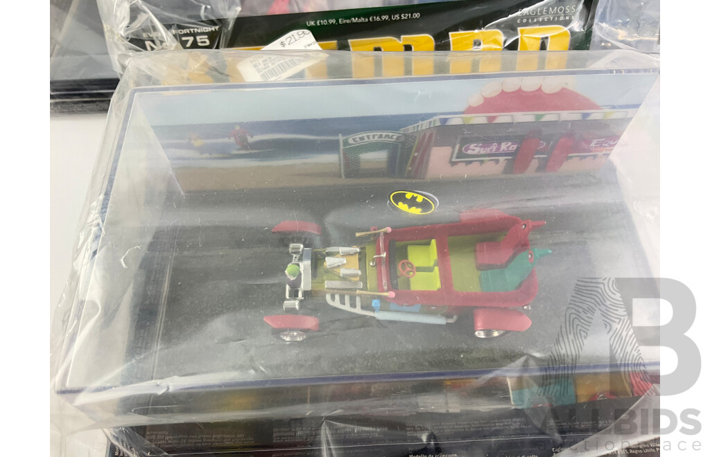 Batman Automobilia Cars and Booklets in Sealed Bags, Numbers 75, 76, 77, 78 ,79